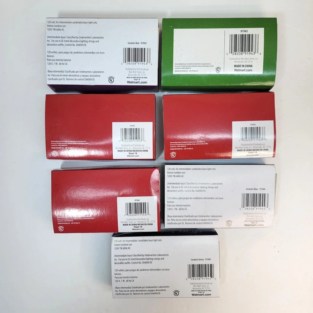 Holiday Time C9 Replacement Bulbs 28ct Red Blue Green Ceramic 7W 120V‎ Lot of 7